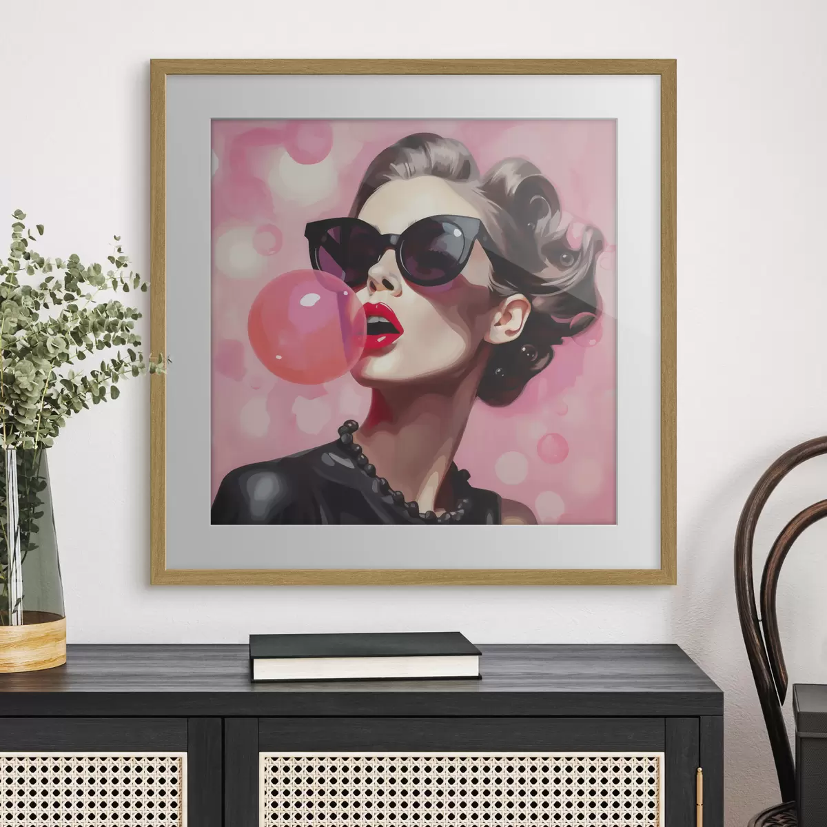 Poster Ilustrace dívky se slunečními brýlemi (imitace) f49385