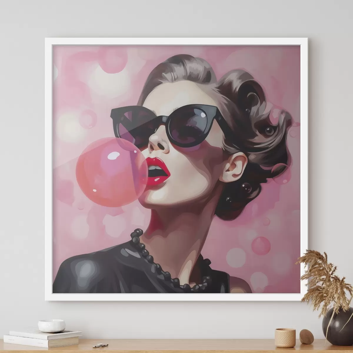 Poster Ilustrace dívky se slunečními brýlemi (imitace) f49385