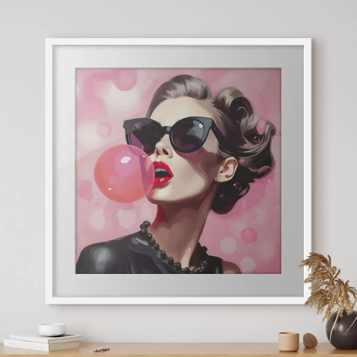 Poster Ilustrace dívky se slunečními brýlemi (imitace) f49385