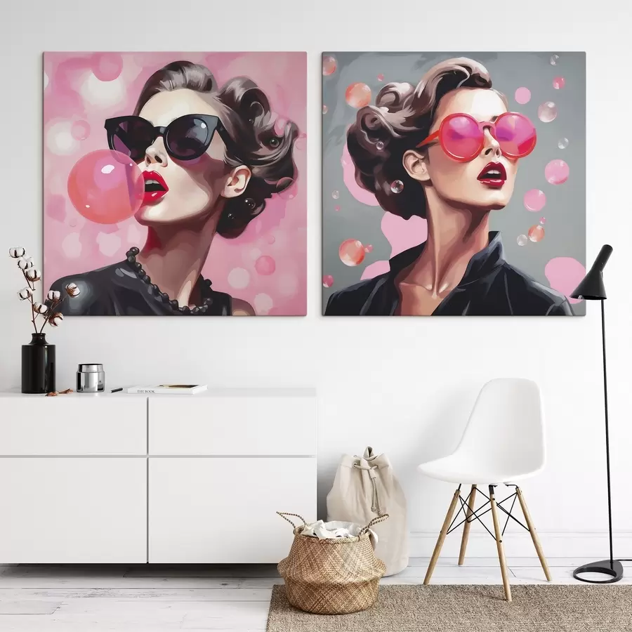 Obraz Ilustrace dívky se slunečními brýlemi (imitace) Č. m30551