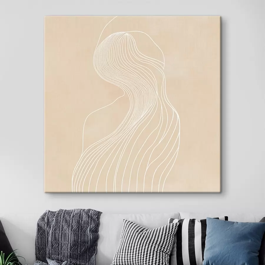 Obraz Abstraktní ženská silueta v bílých liniích v minimalistickém stylu Č. s48875