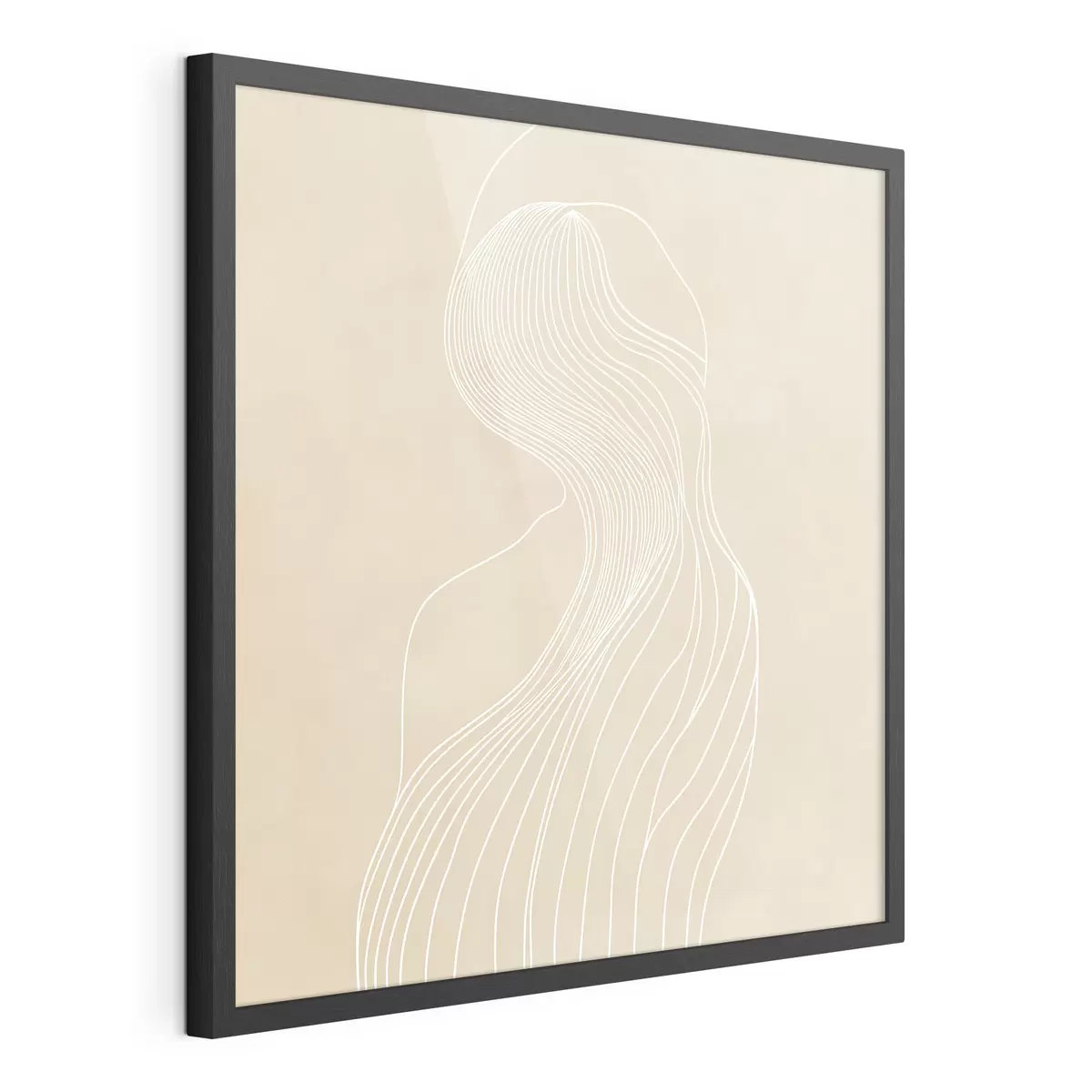 Poster Abstraktní ženská silueta v bílých liniích v minimalistickém stylu f48875
