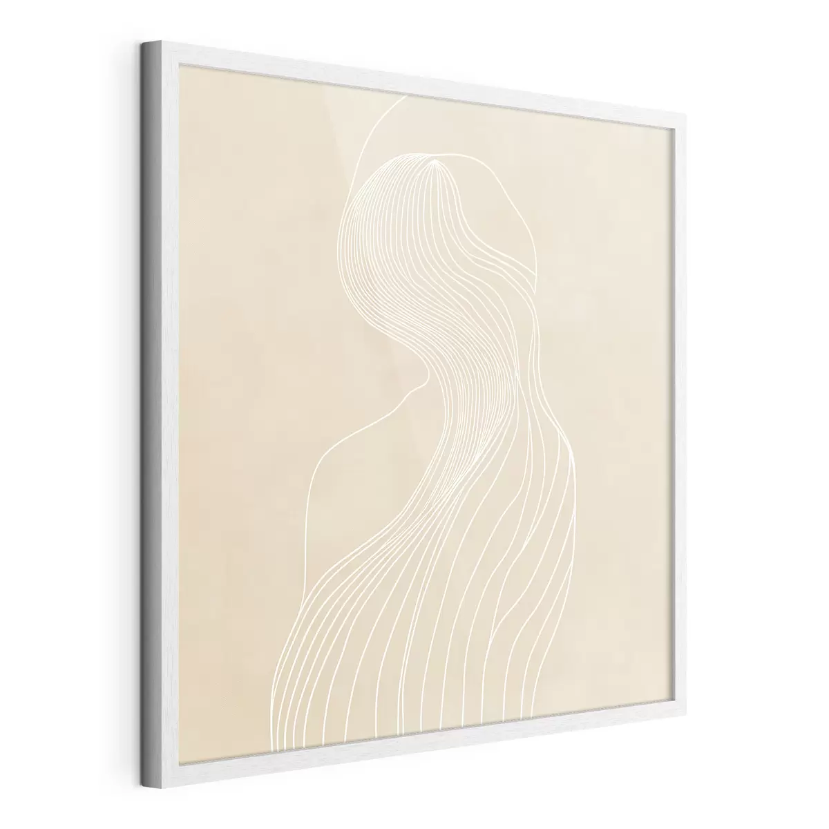 Poster Abstraktní ženská silueta v bílých liniích v minimalistickém stylu f48875