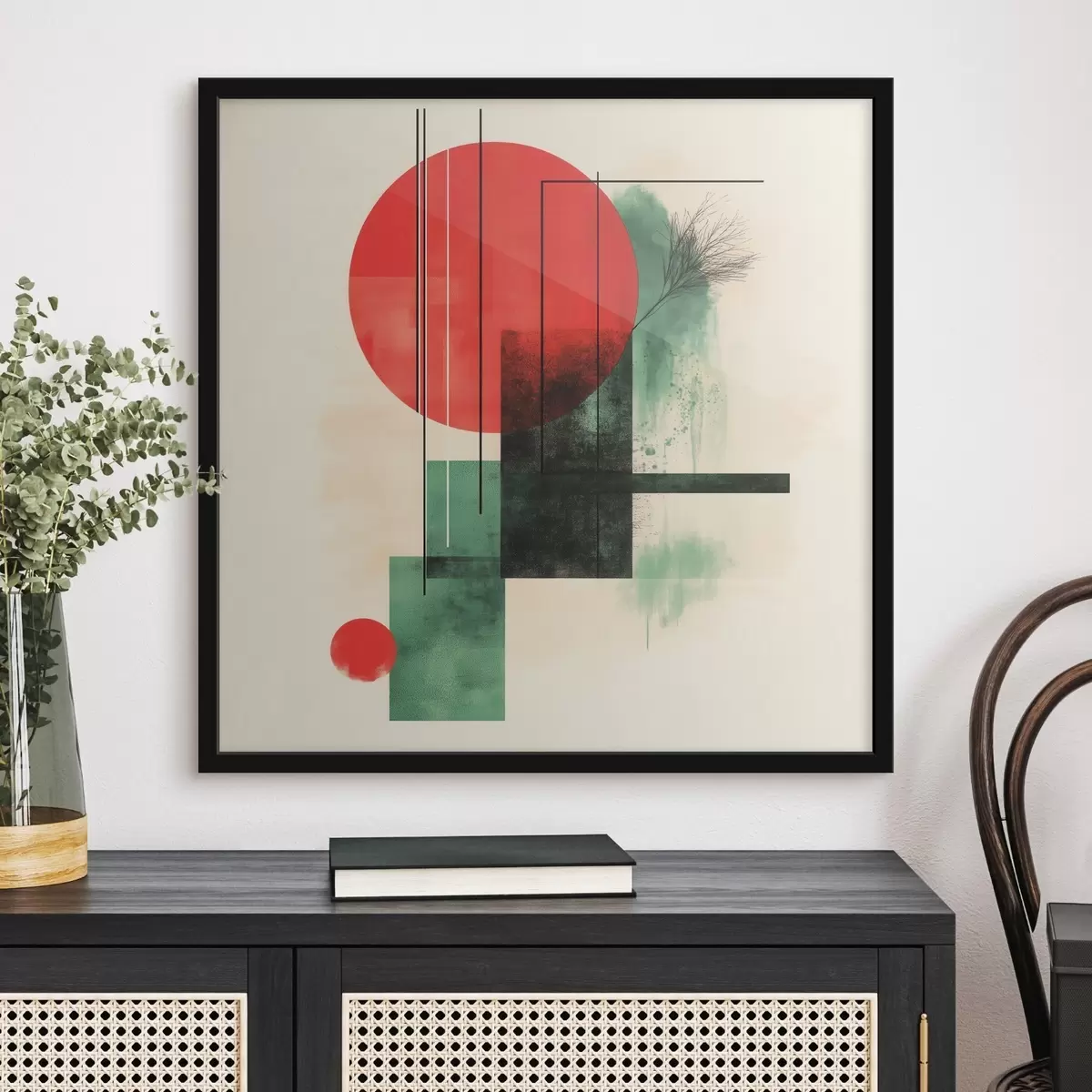 Poster Moderní umělecká kompozice s grafickými liniemi a texturovanými prvky f48887