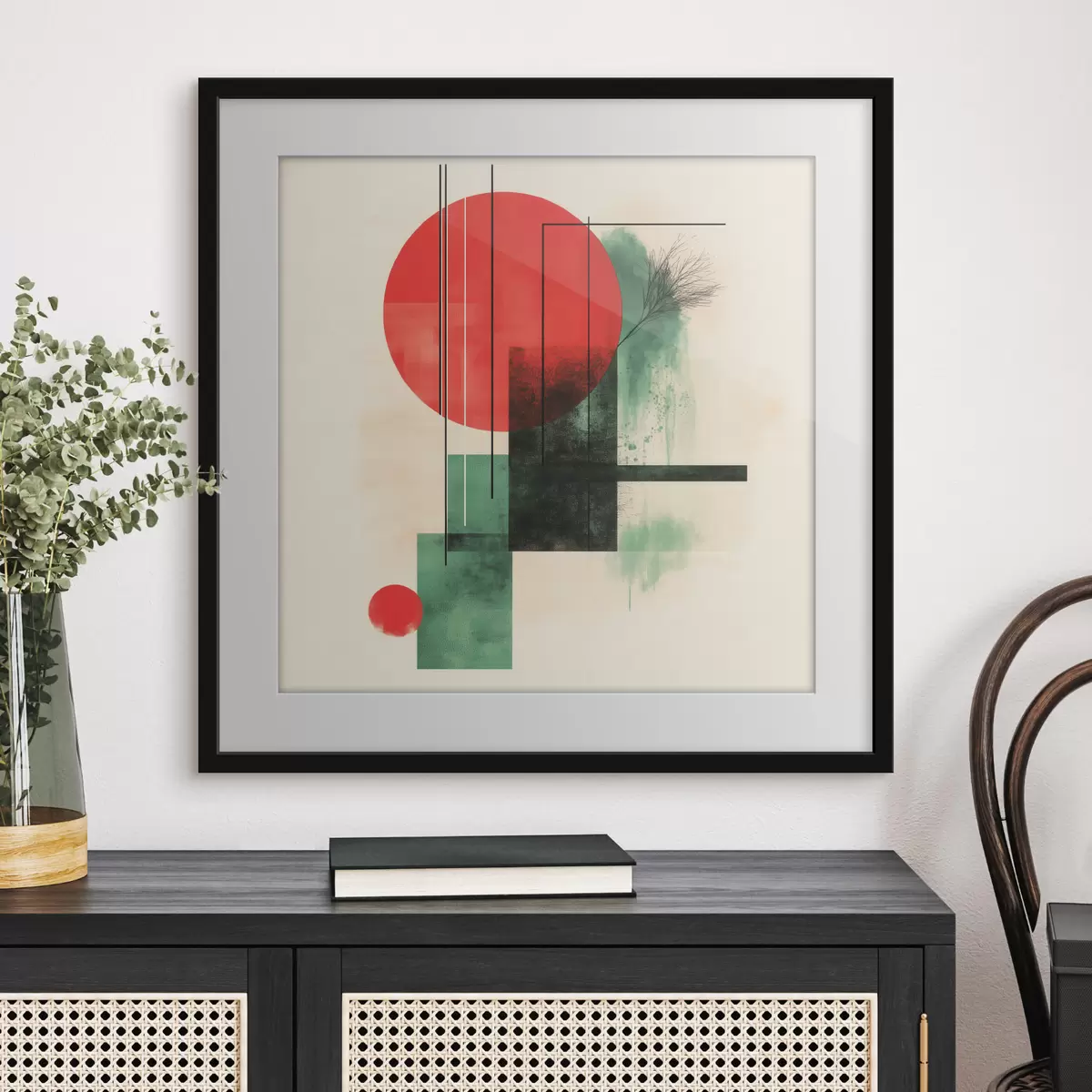 Poster Moderní umělecká kompozice s grafickými liniemi a texturovanými prvky f48887