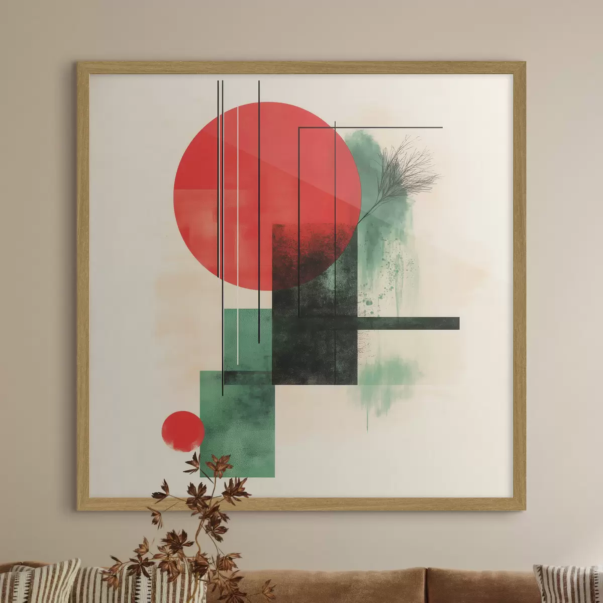 Poster Moderní umělecká kompozice s grafickými liniemi a texturovanými prvky f48887
