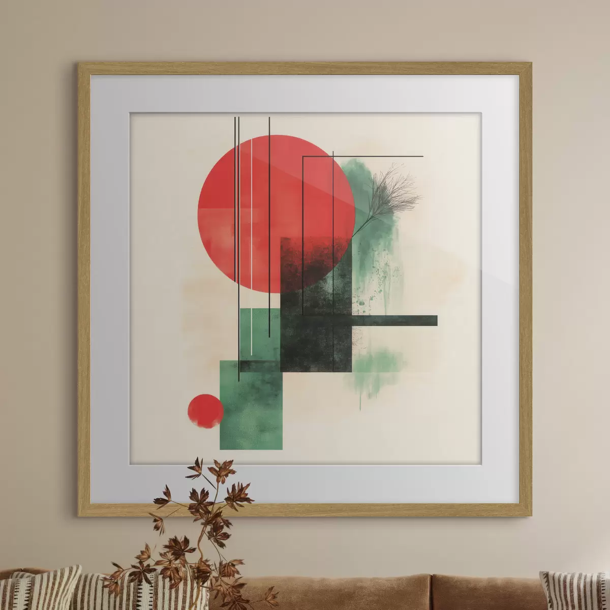 Poster Moderní umělecká kompozice s grafickými liniemi a texturovanými prvky f48887