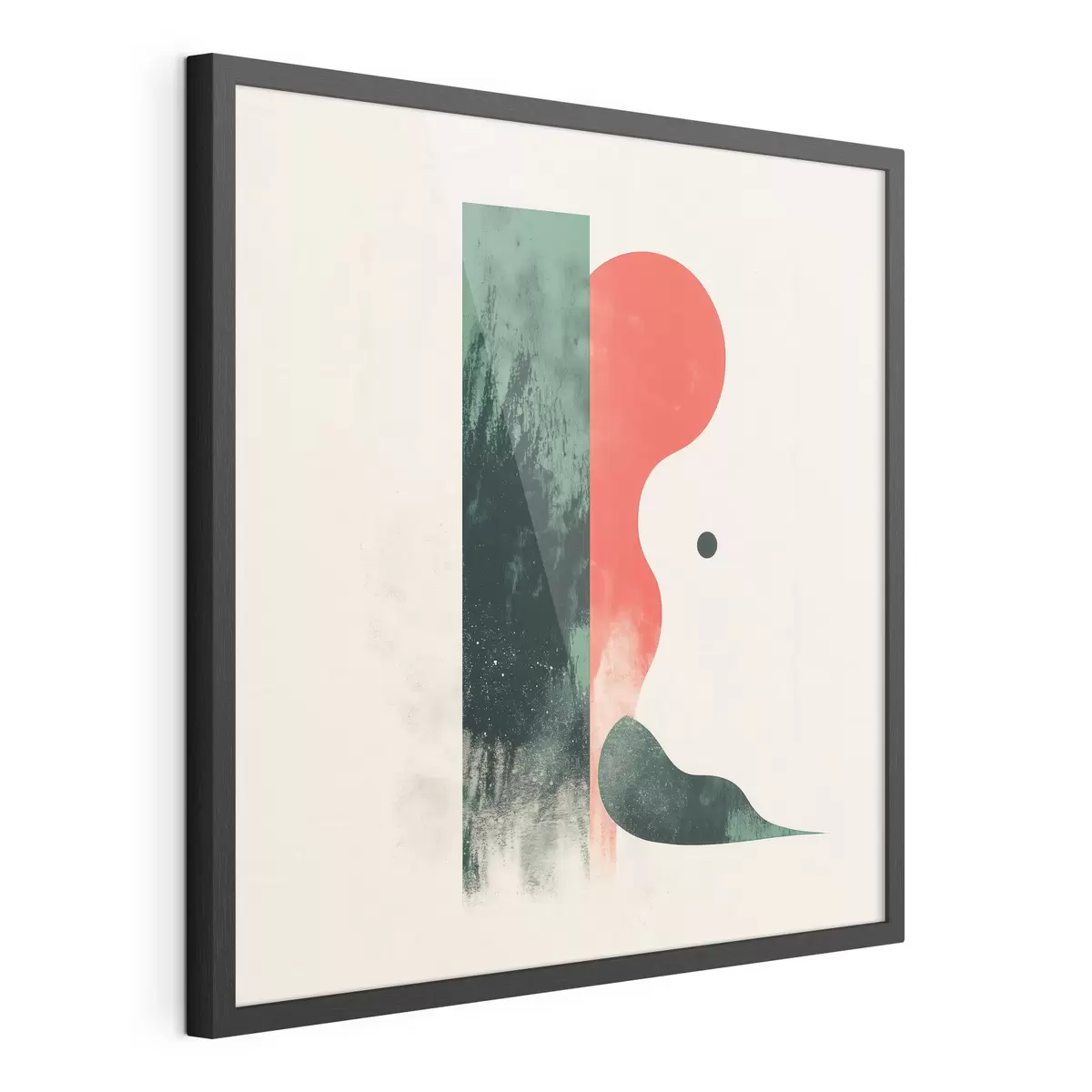 Poster Moderní geometrická kompozice s červenými a zelenými abstraktními tvary f48888