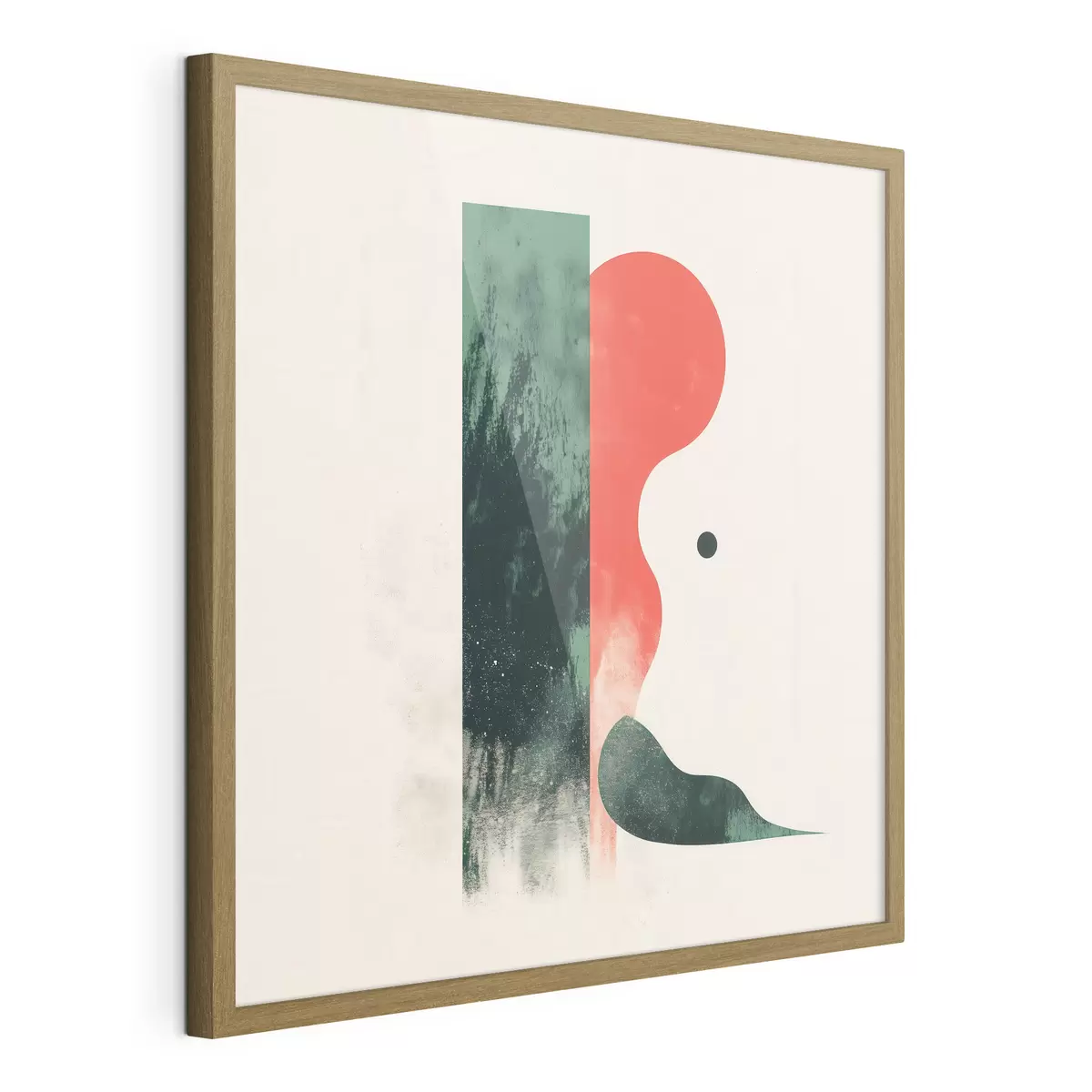 Poster Moderní geometrická kompozice s červenými a zelenými abstraktními tvary f48888