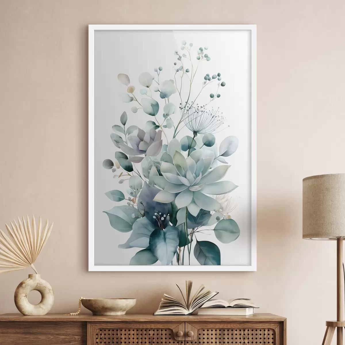 Poster Sukulenty a rostliny ve stylu akvarelu f49427