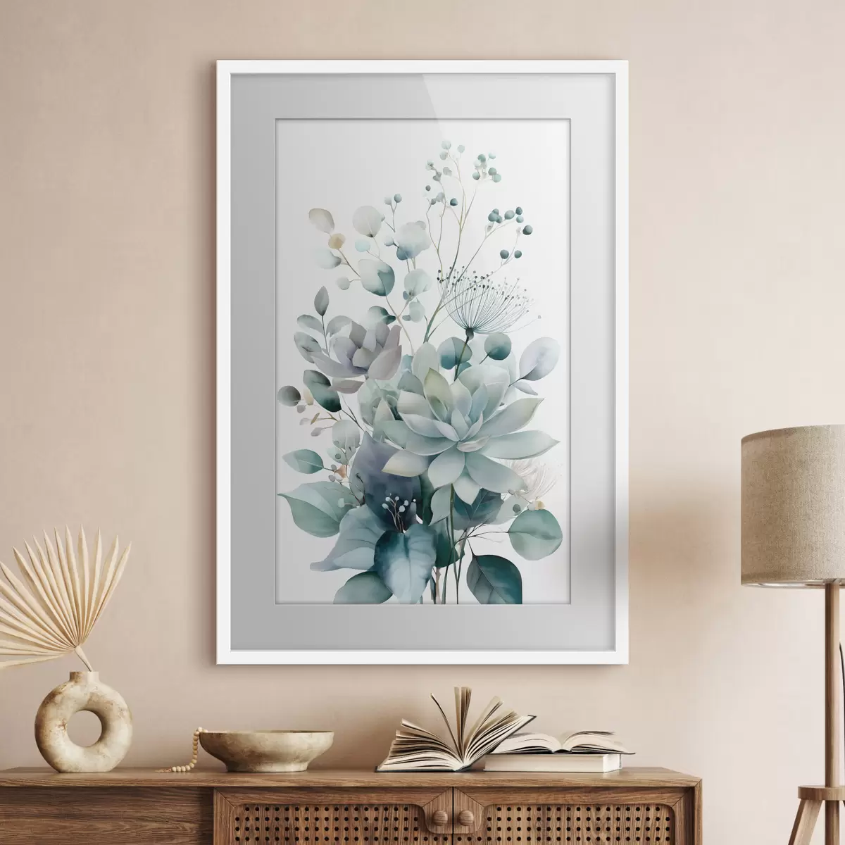 Poster Sukulenty a rostliny ve stylu akvarelu f49427