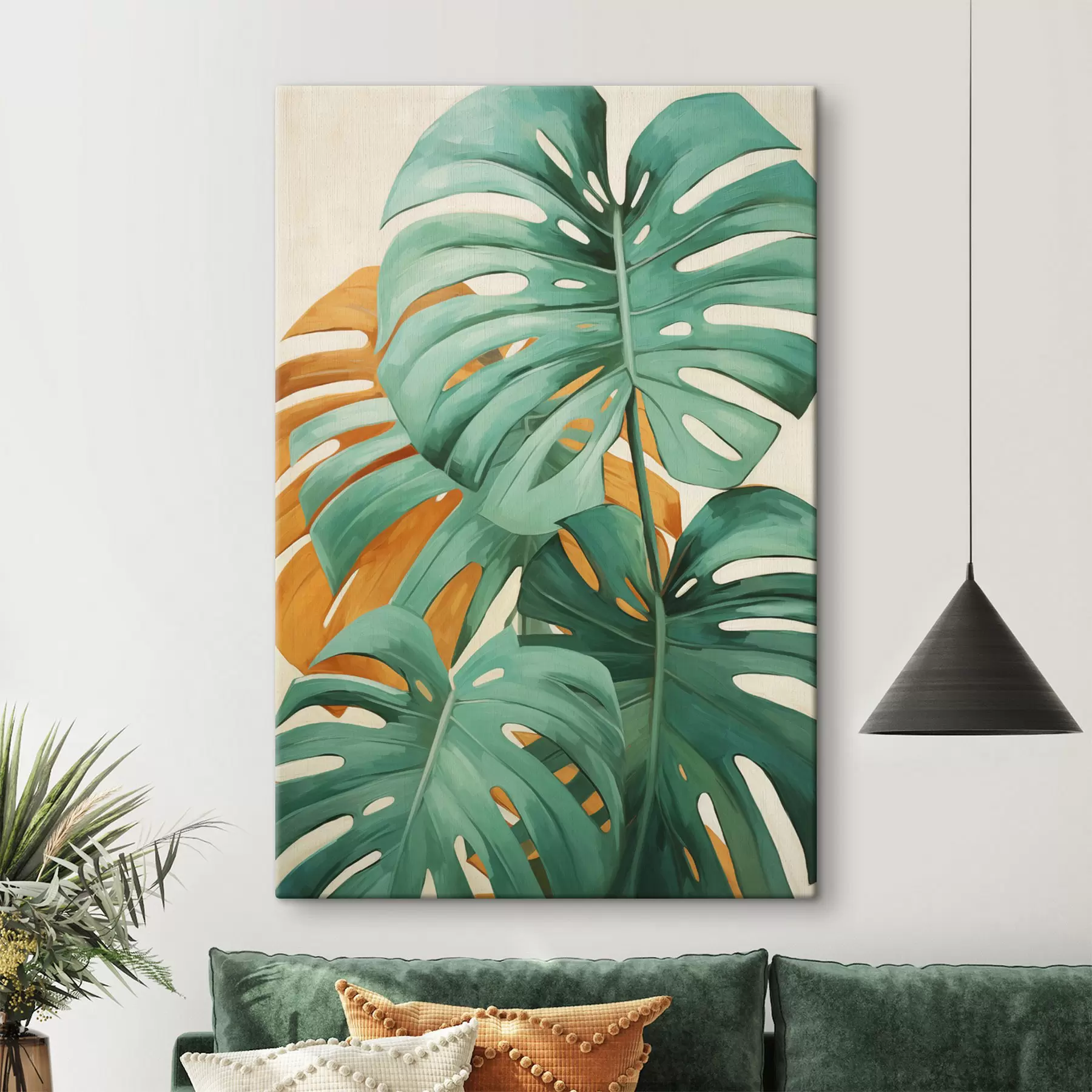 Obraz Velké listy monstery, minimalistické texturované umění Č. s49468