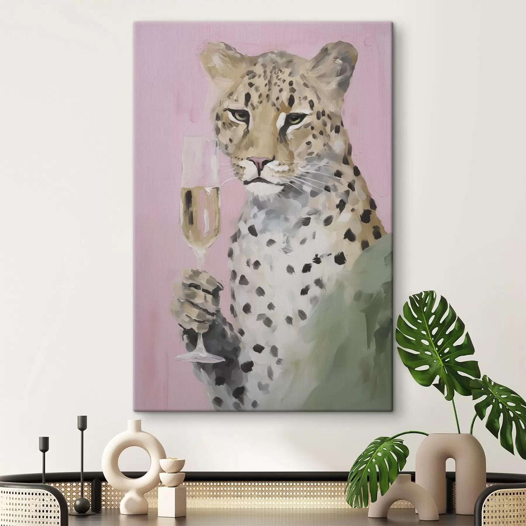 Obraz Obraz znázorňující leoparda s skleněnou napodobeninou Č. s49511