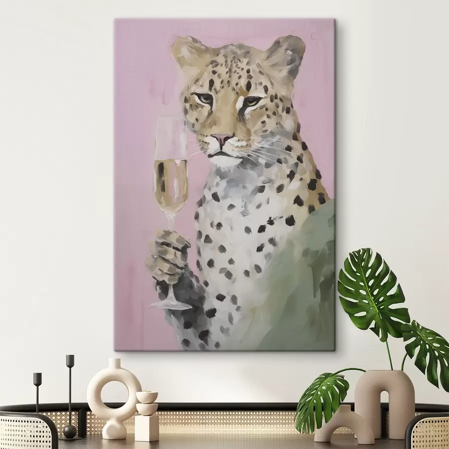 Obraz Obraz znázorňující leoparda s skleněnou napodobeninou Č. s49511