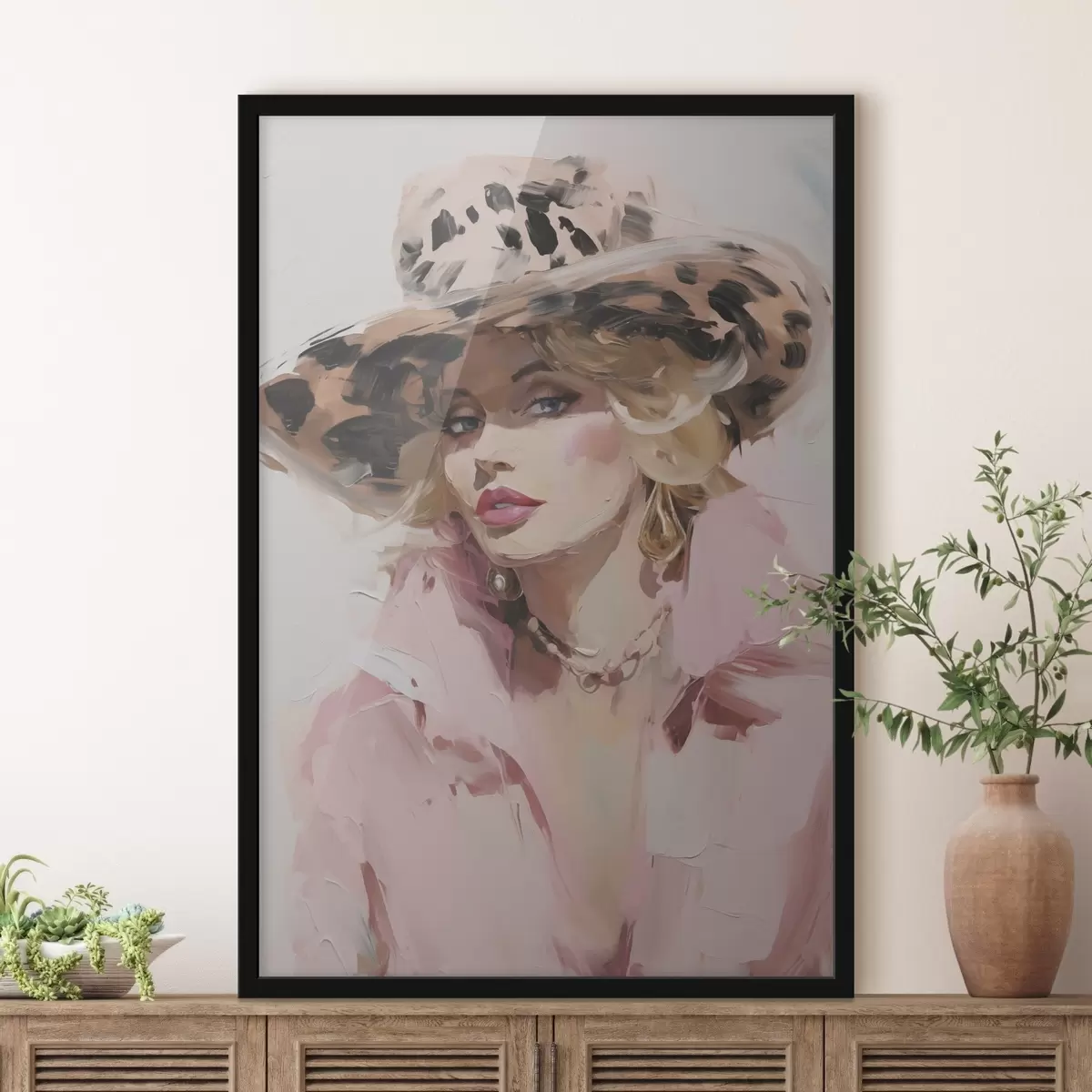 Poster Žena v klobouku – napodobenina obrazu f49508
