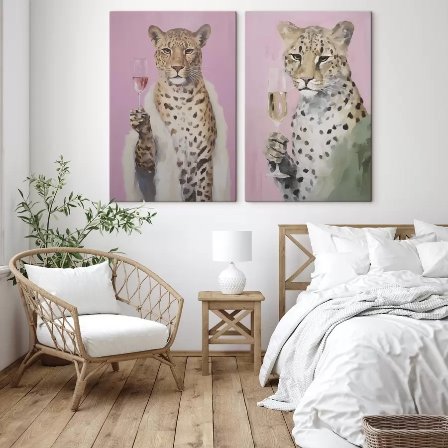 Fototapet Leopard na obraze s imitací skla m30596