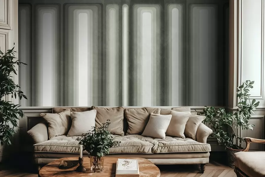 Fototapet Texturované abstraktní svislé obdélníky se zaoblenými rohy v tlumených odstínech zelené w09905v2