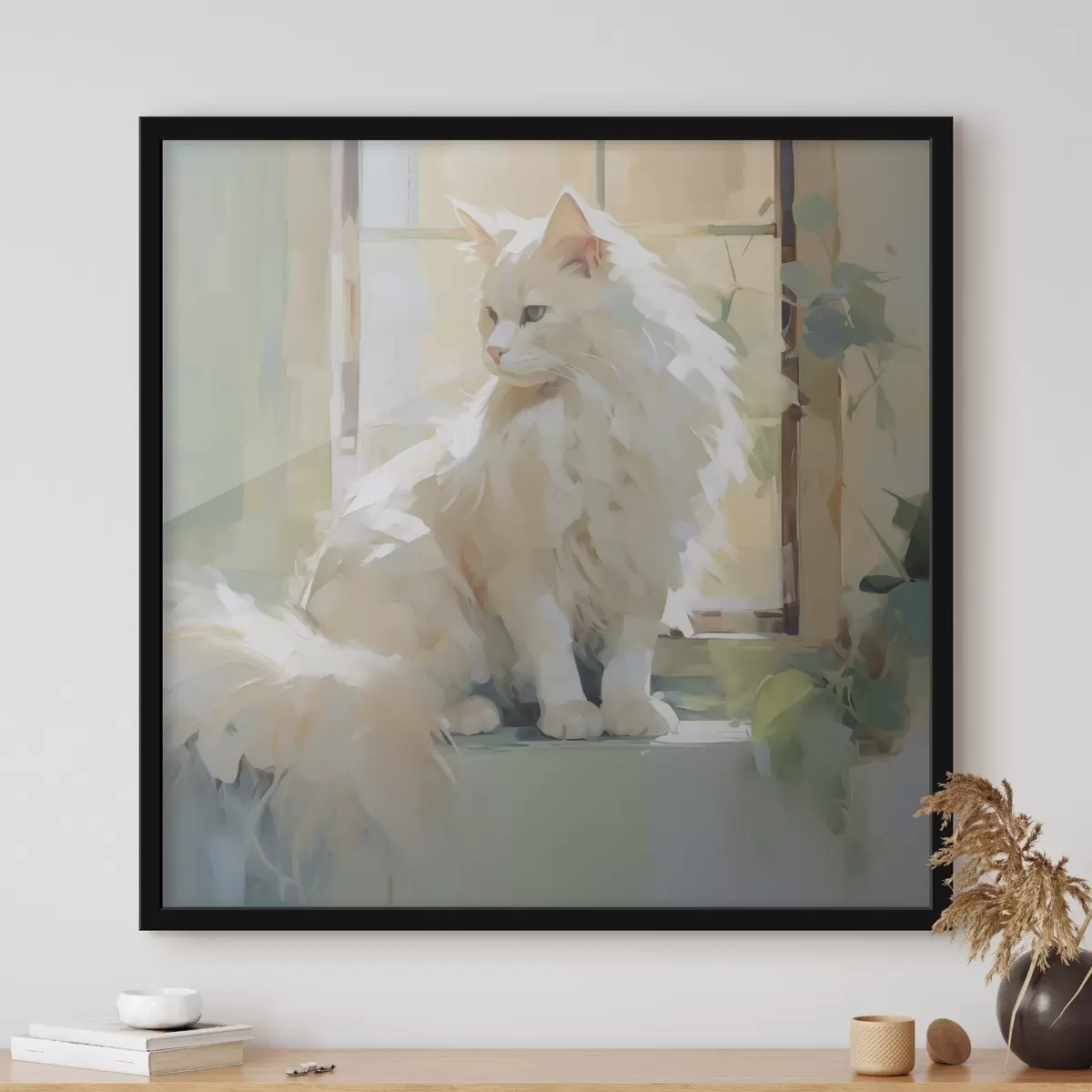 Poster Kočka sedí u okna, napodobenina obrazu f49603