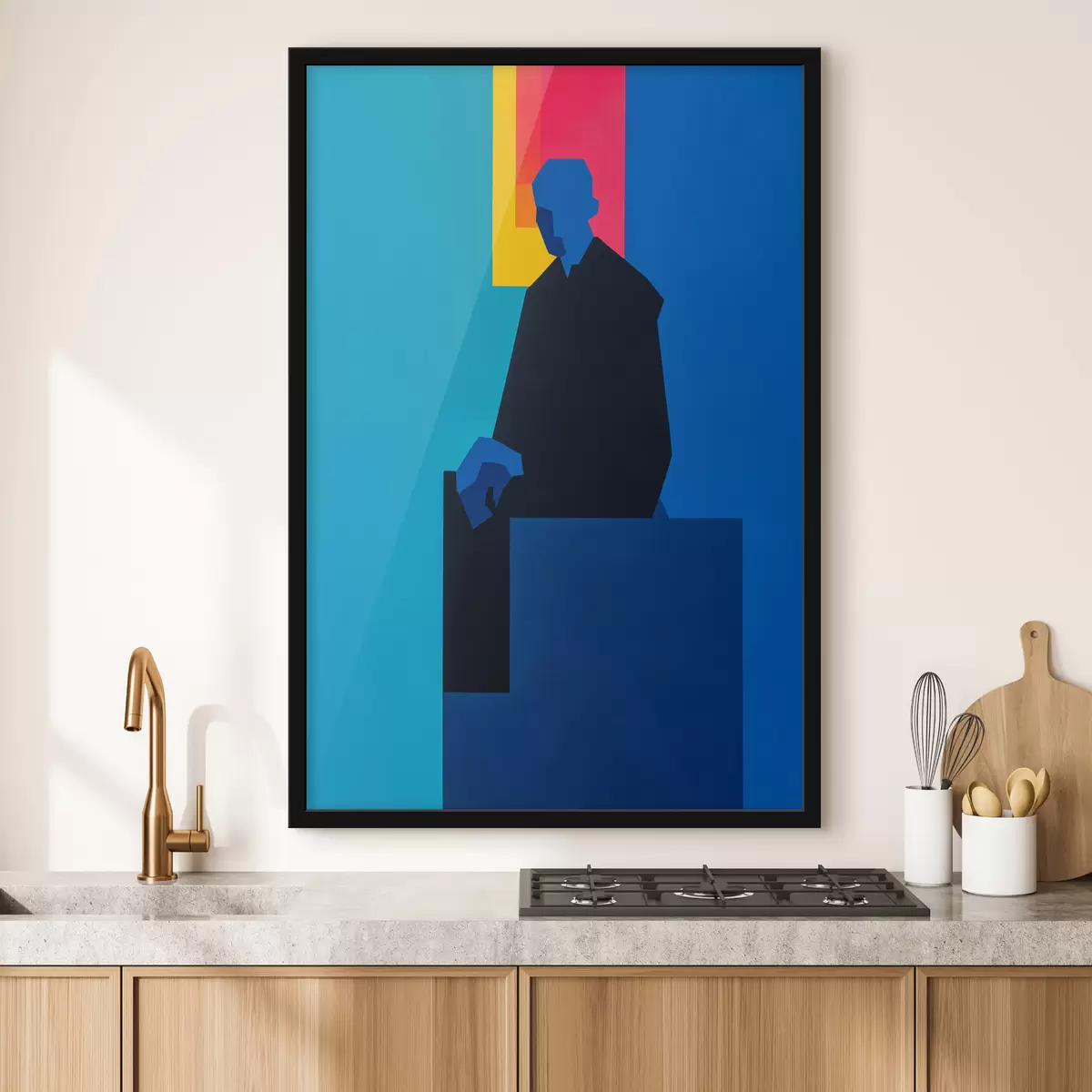 Poster Portrét v barevných čarách f49669