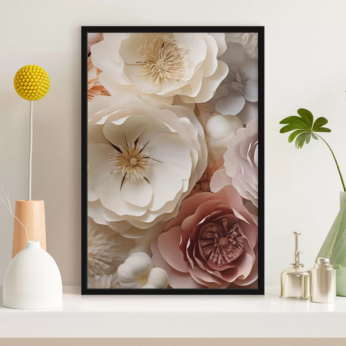 Poster Béžové růže v moderním stylu f49374