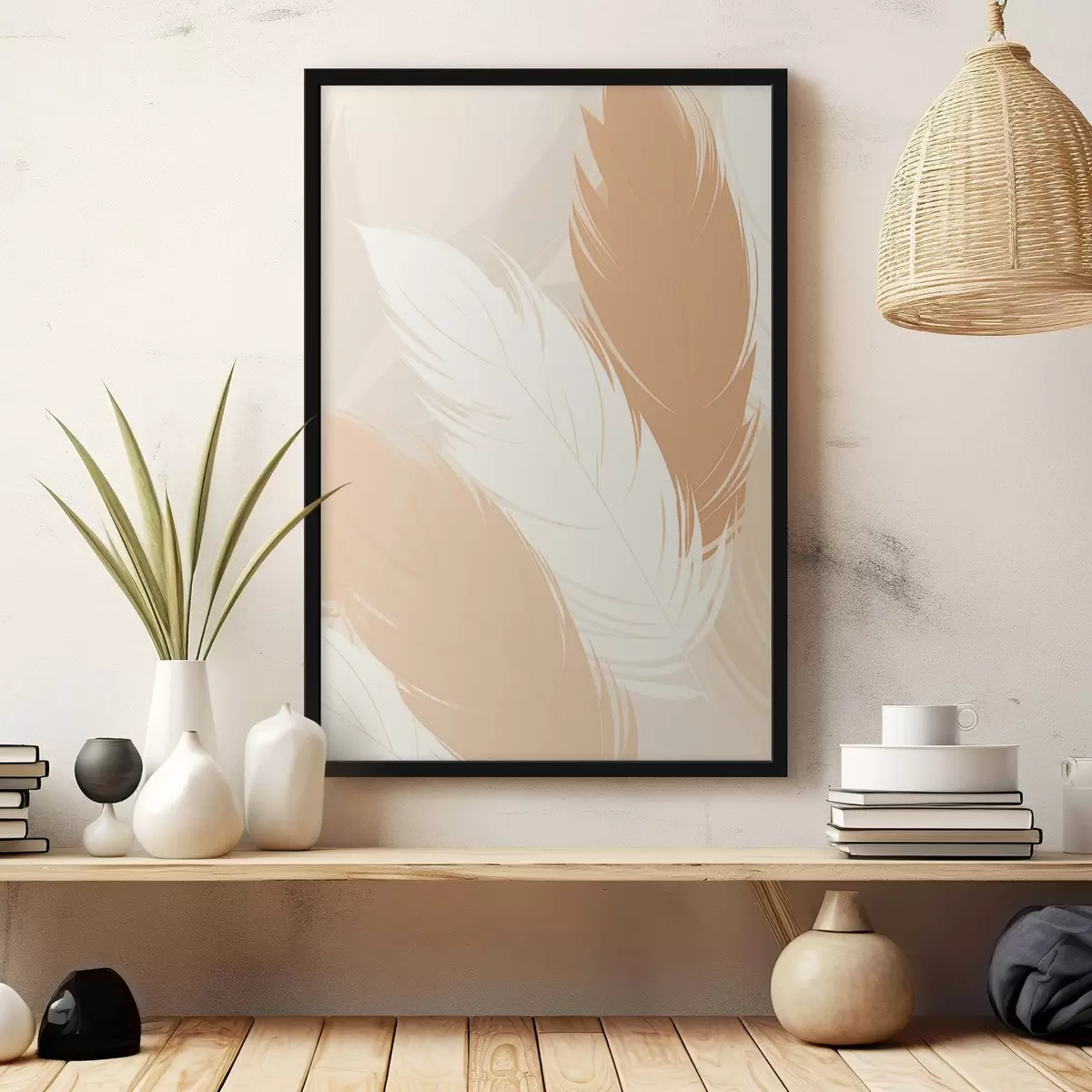 Poster Ozdobné peří v béžových odstínech f49381