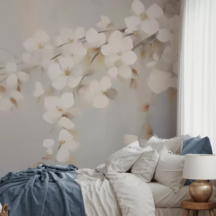 Fototapet Abstraktní větev s květy – imitace malby w05665