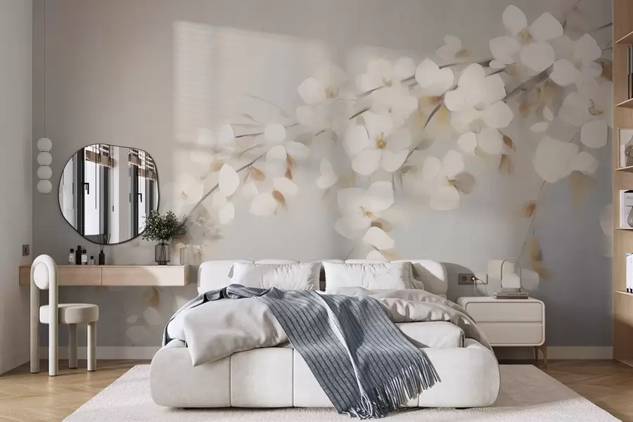 Fototapet Abstraktní větev s květy – imitace malby w05665