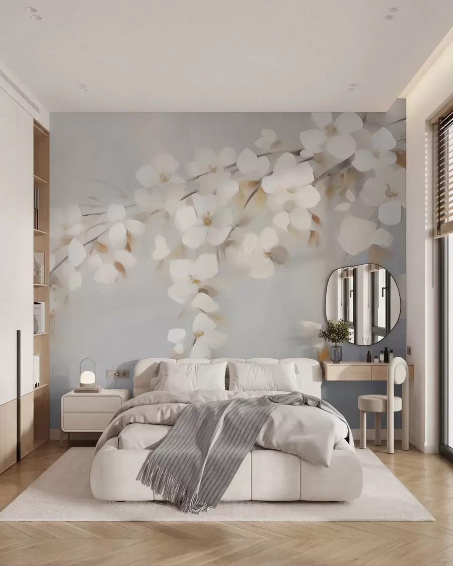 Fototapet Abstraktní větev s květy – imitace malby w05665