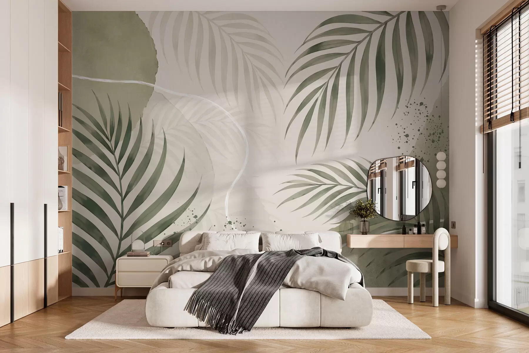 Fototapet Stylizované listy na jemném neutrálním pozadí w05728