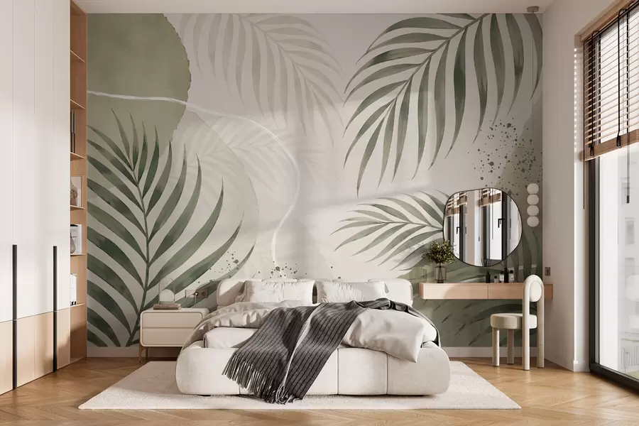 Fototapet Stylizované listy na jemném neutrálním pozadí w05728