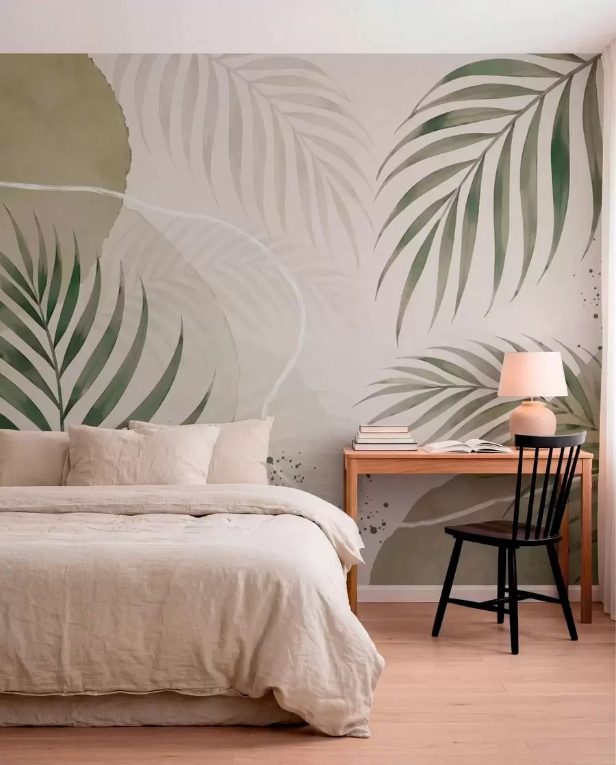 Fototapet Stylizované listy na jemném neutrálním pozadí w05728