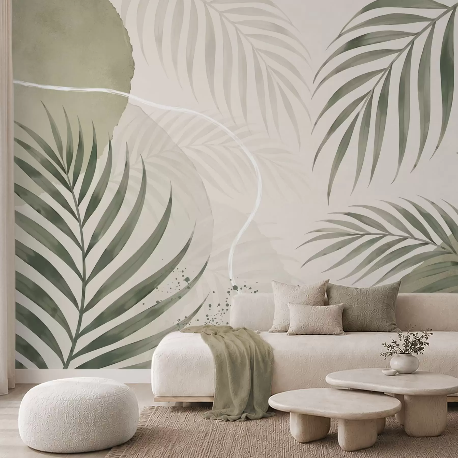 Fototapet Stylizované listy na jemném neutrálním pozadí w05728