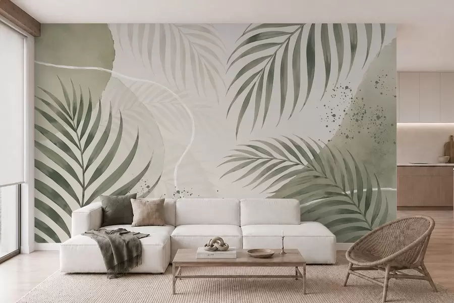 Fototapet Stylizované listy na jemném neutrálním pozadí w05728