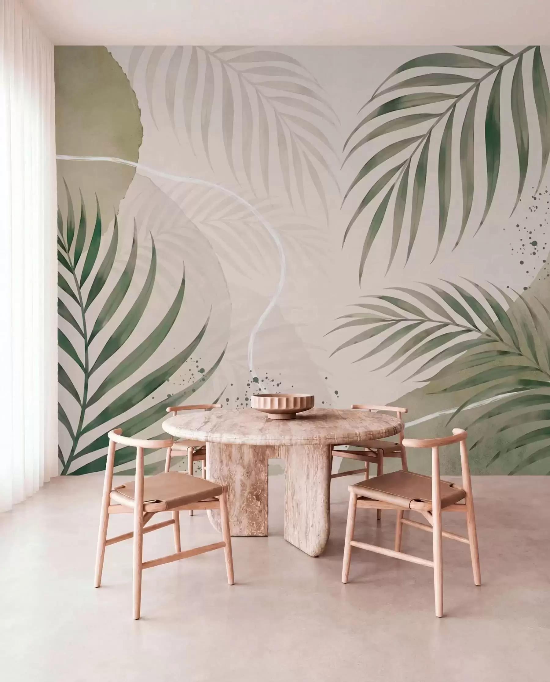 Fototapet Stylizované listy na jemném neutrálním pozadí w05728