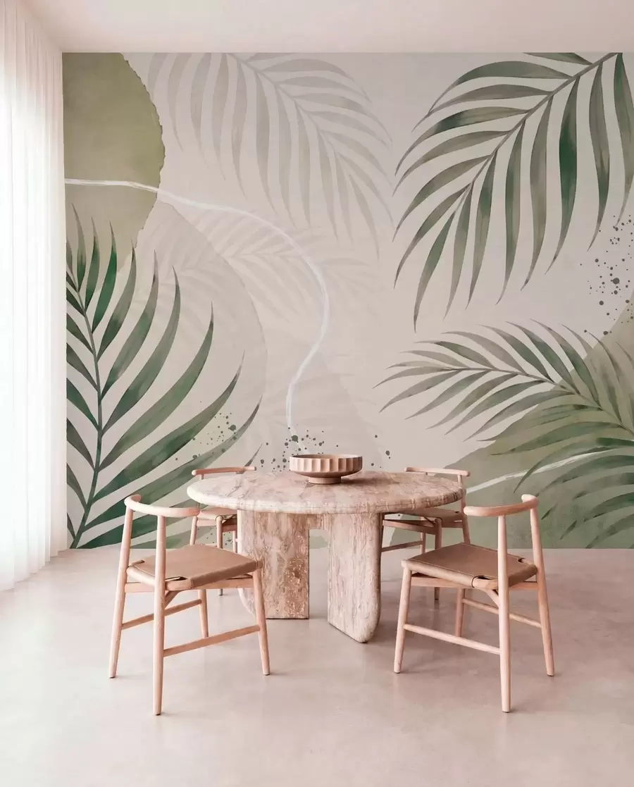 Fototapet Stylizované listy na jemném neutrálním pozadí w05728