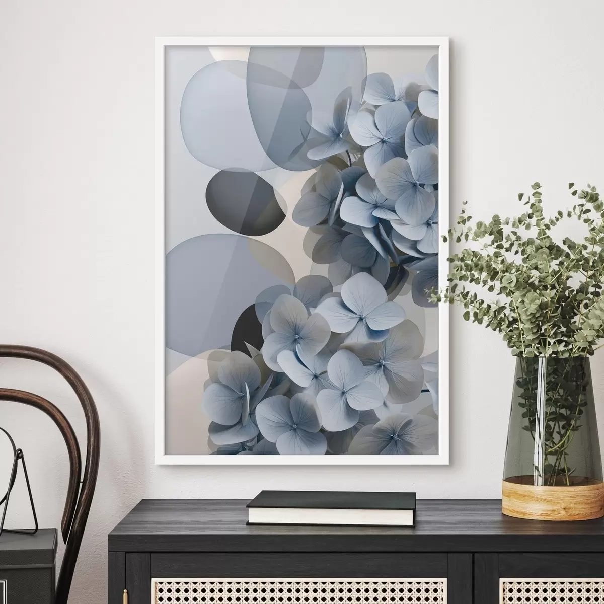 Poster Moderní abstrakce s hortenziemi f49699