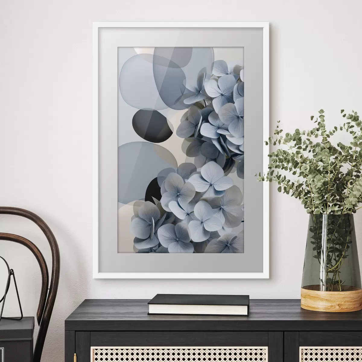 Poster Moderní abstrakce s hortenziemi f49699