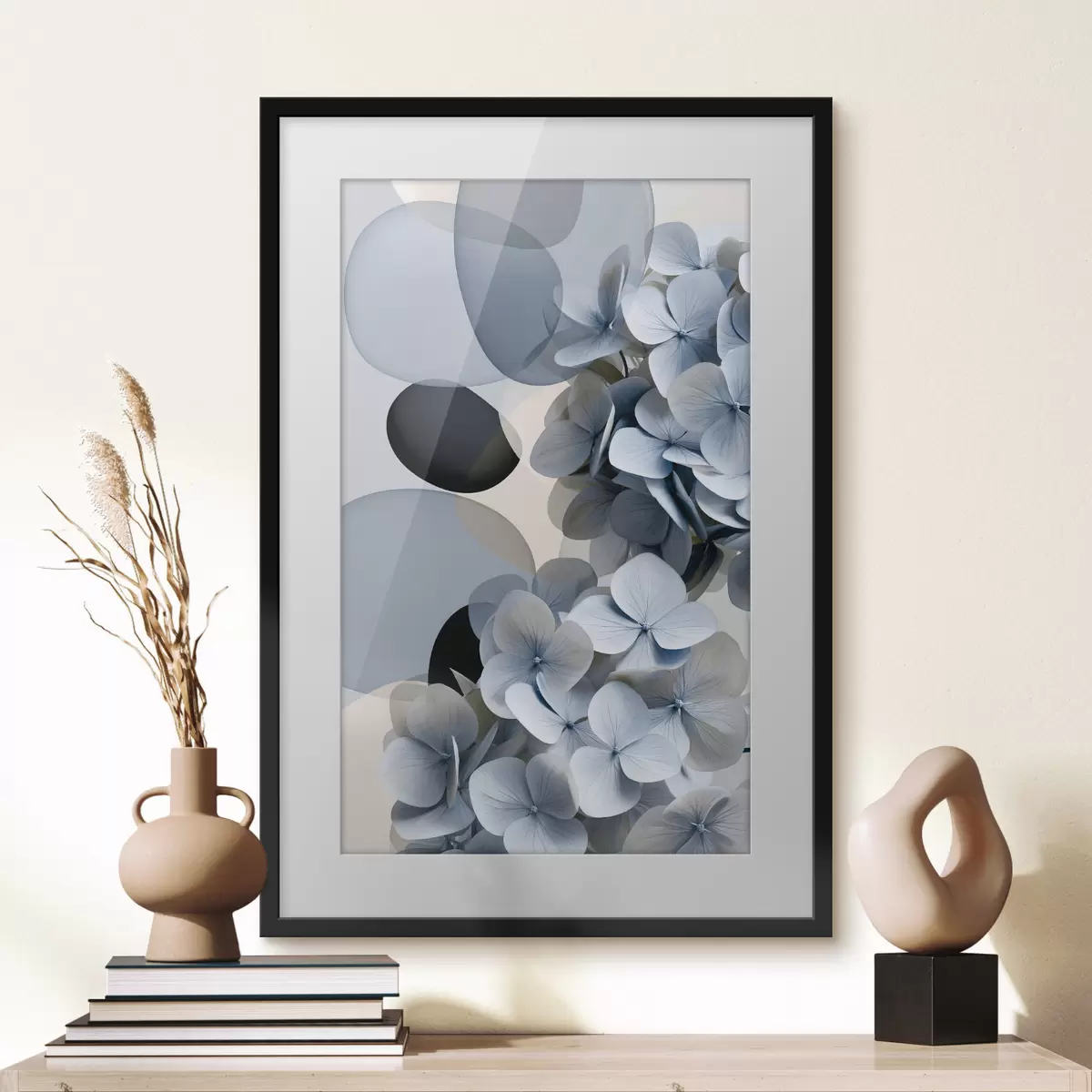 Poster Moderní abstrakce s hortenziemi f49699