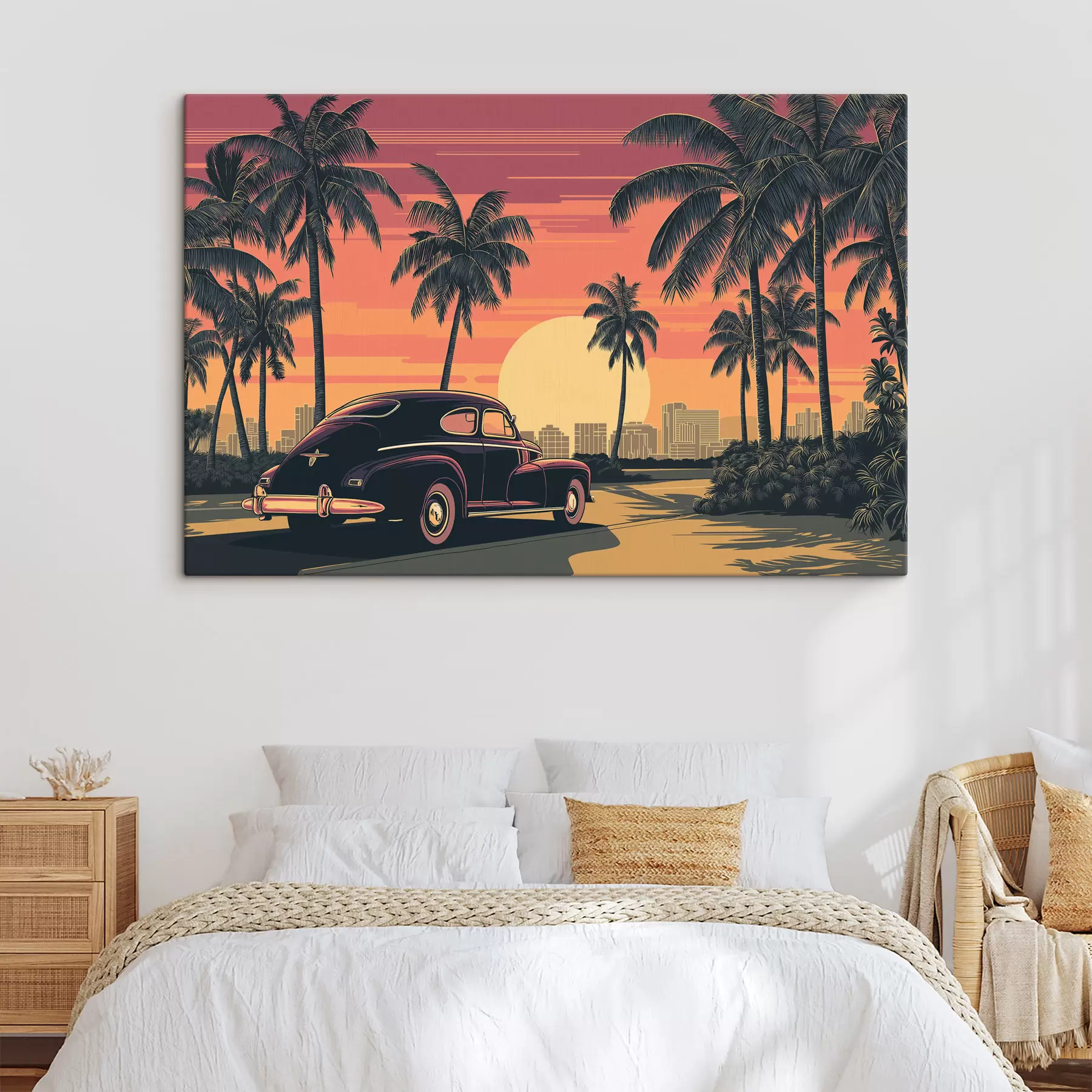 Obraz Retro auto s palmami Č. s49833