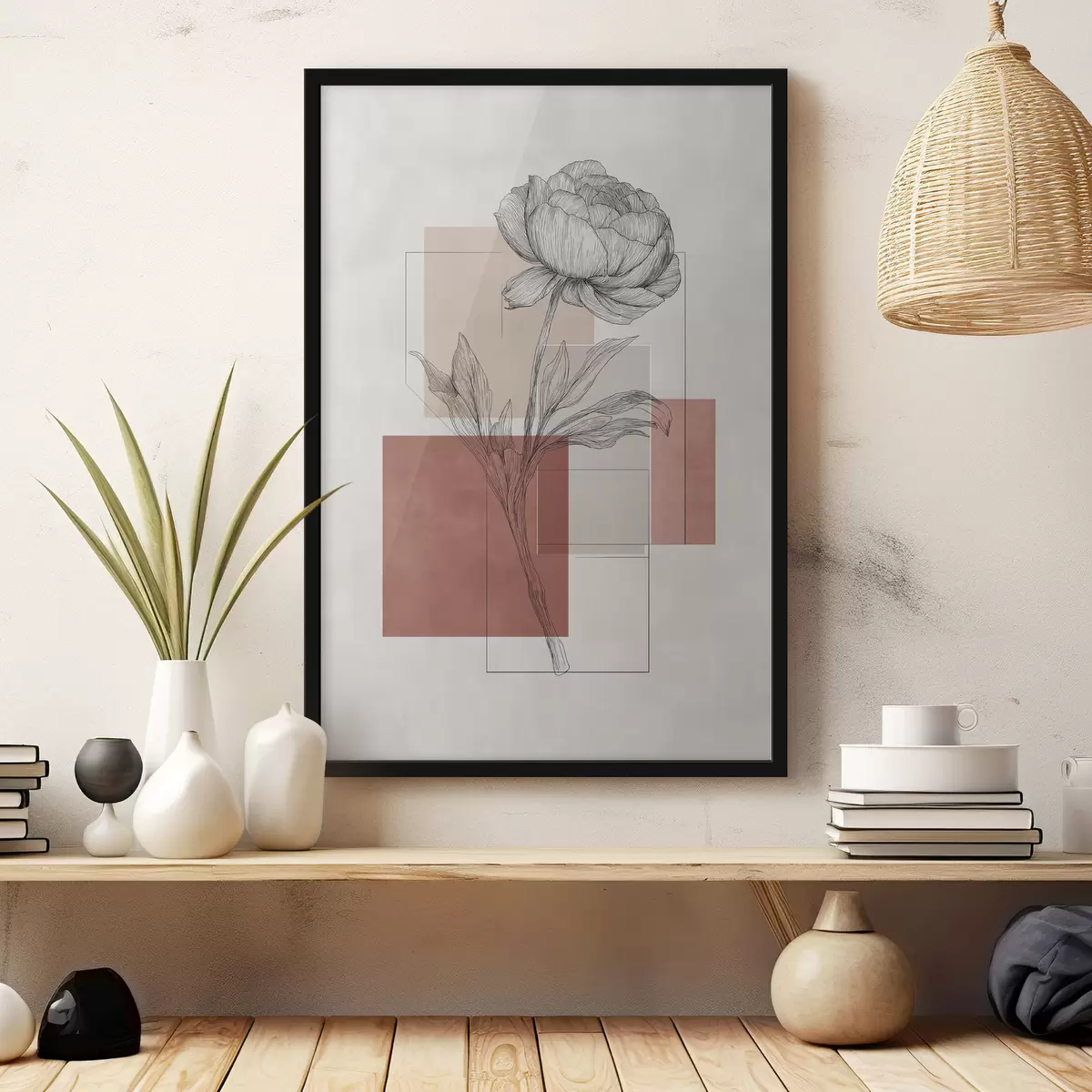 Poster Geometrie pivoňky f49841