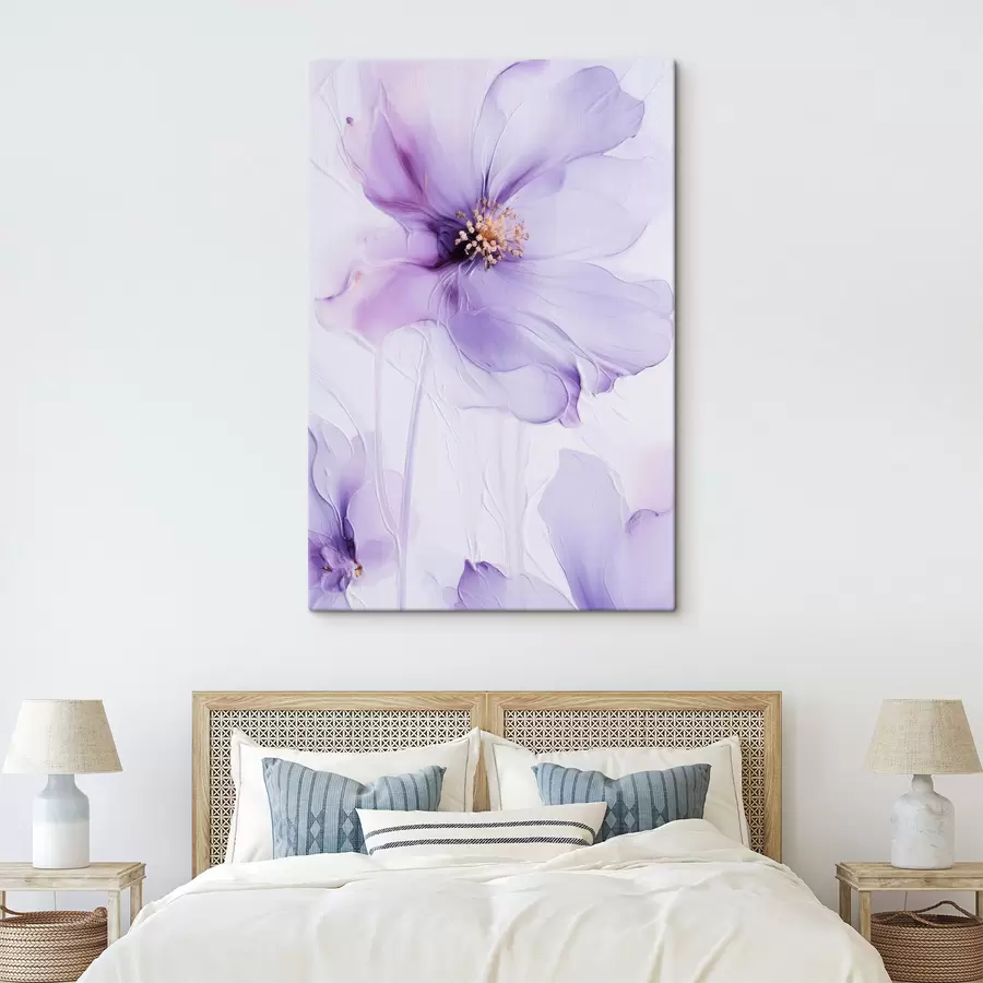 Obraz Jemné květiny s propracovanými detaily a strukturovaným bílým pozadím Č. s49761