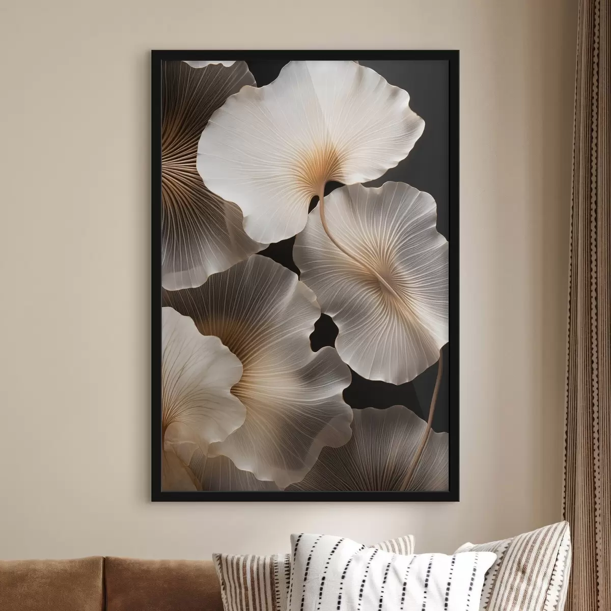 Poster Průsvitné listy ginkga na tmavém pozadí f49784