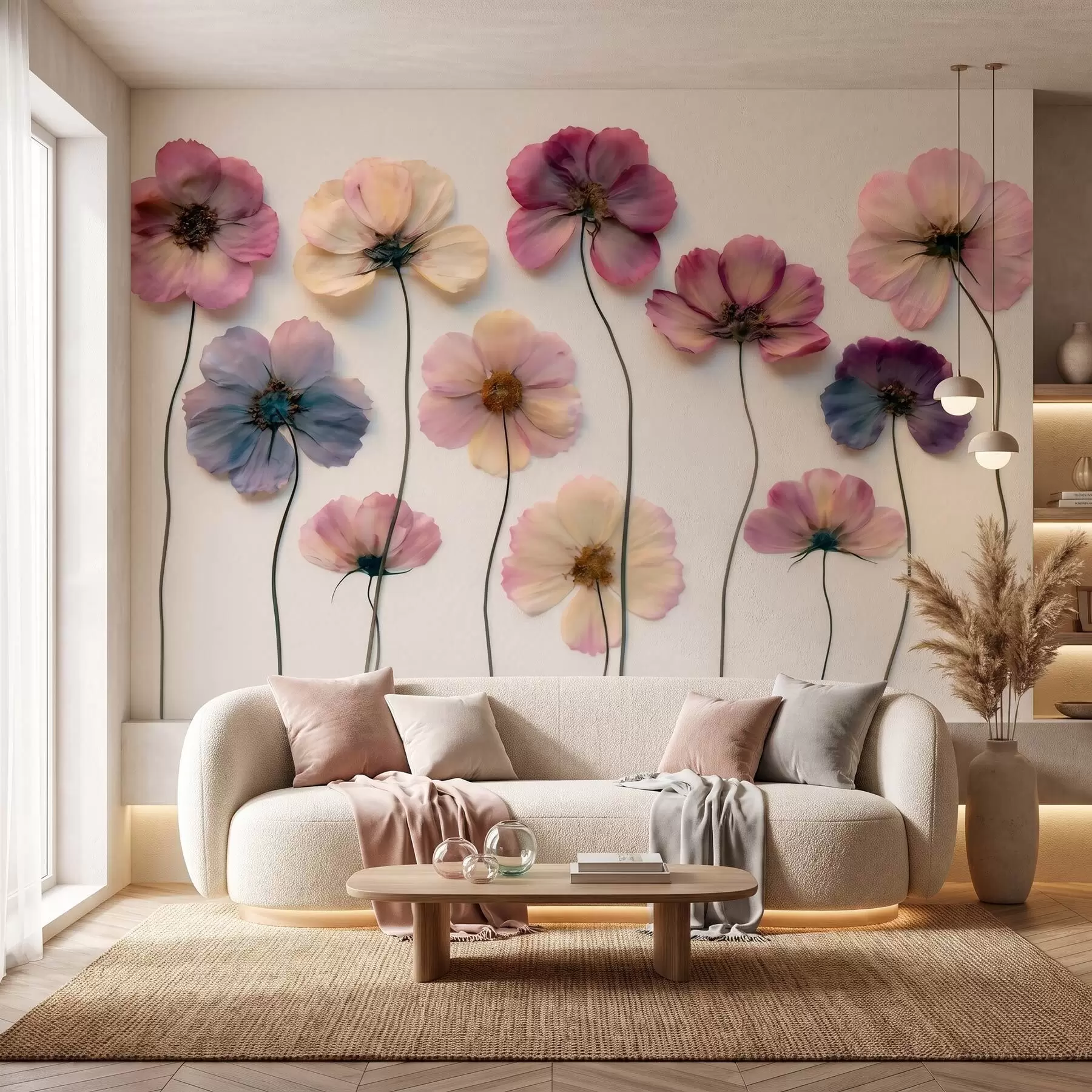 Fototapet Herbářová kompozice s efektem lisovaných květin a 3D texturou w09911