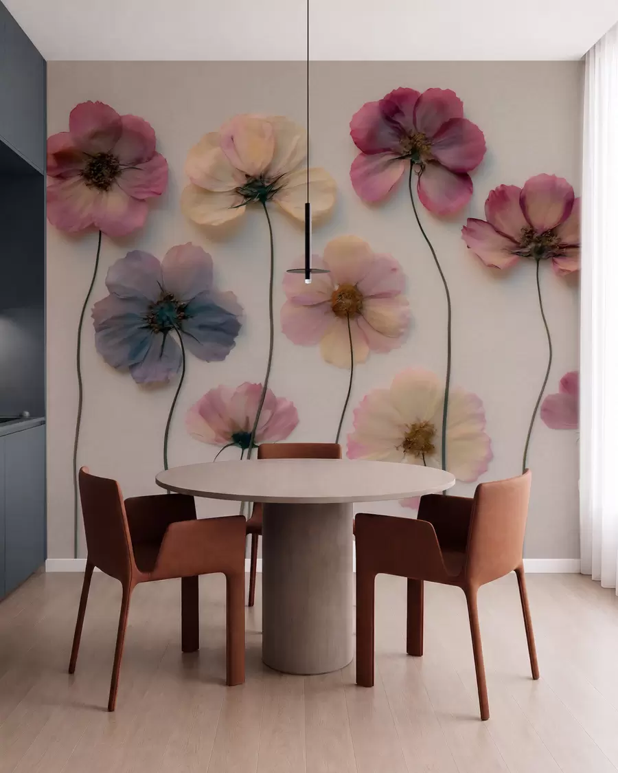 Fototapet Herbářová kompozice s efektem lisovaných květin a 3D texturou w09911