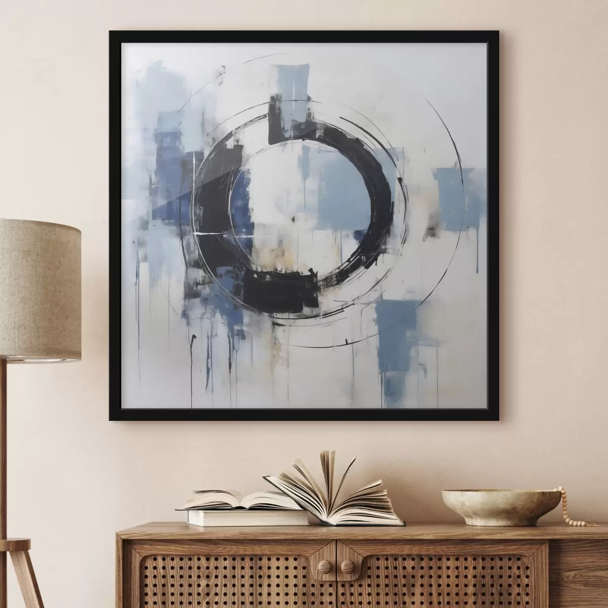 Poster Abstraktní kompozice s kruhovým motivem, imitace malby f49899