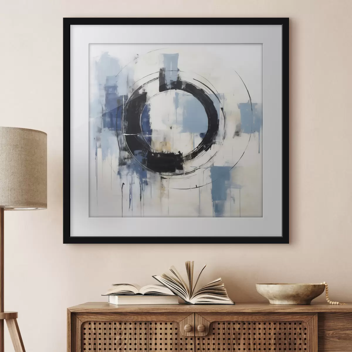 Poster Abstraktní kompozice s kruhovým motivem, imitace malby f49899