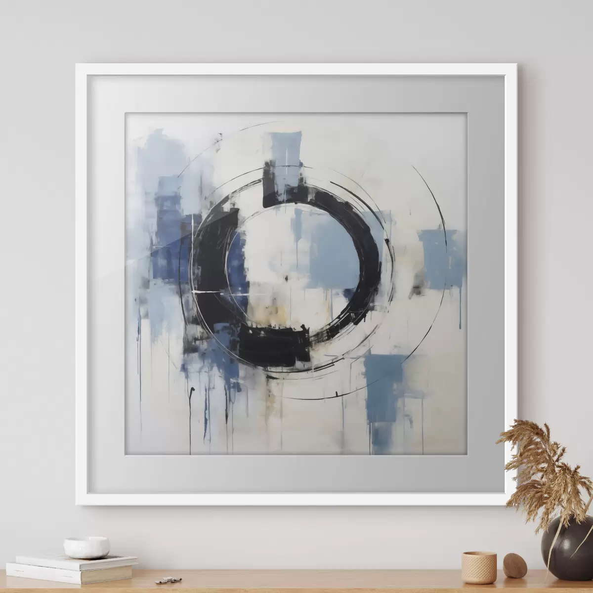 Poster Abstraktní kompozice s kruhovým motivem, imitace malby f49899