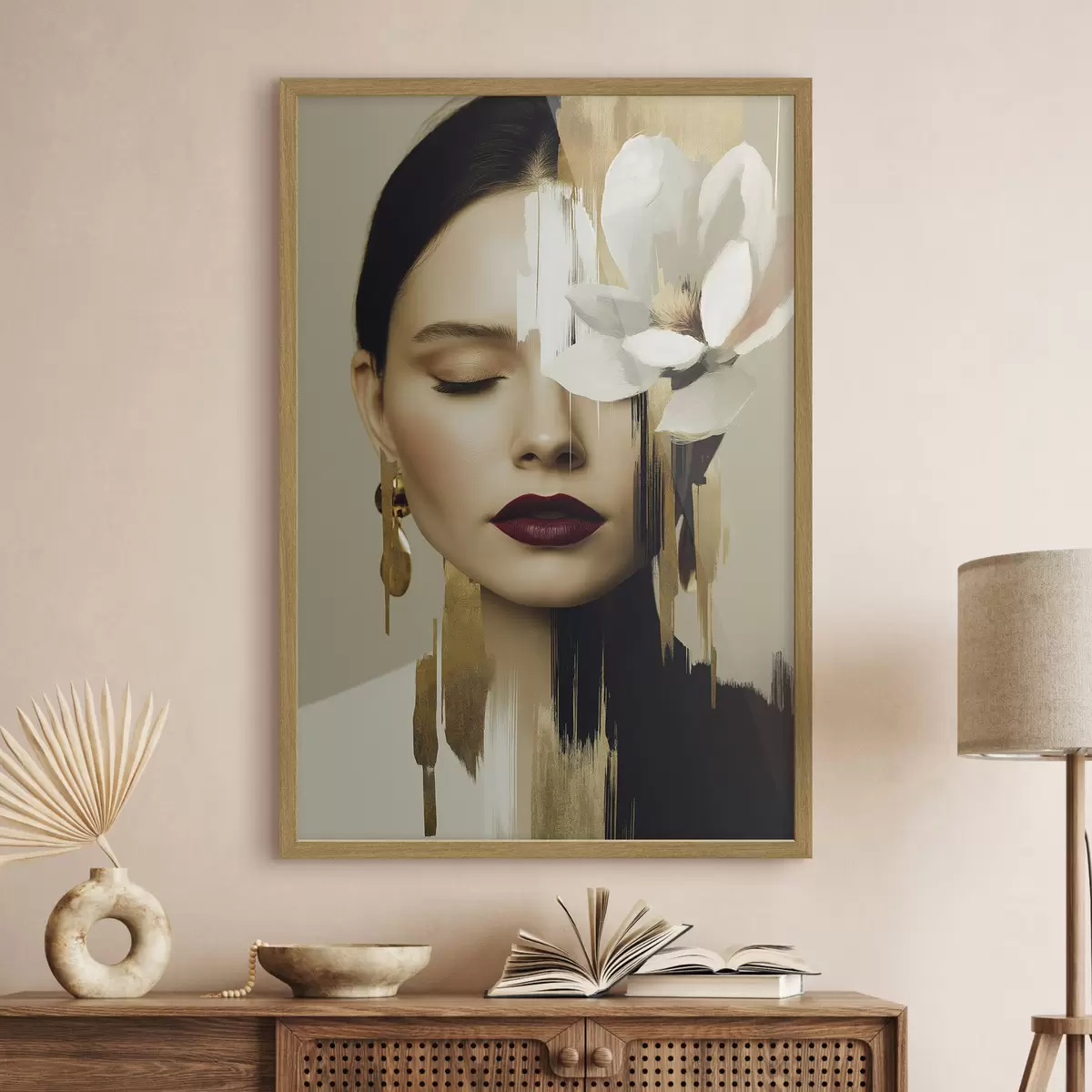 Poster Dívka s květinou ve vlasech f49933