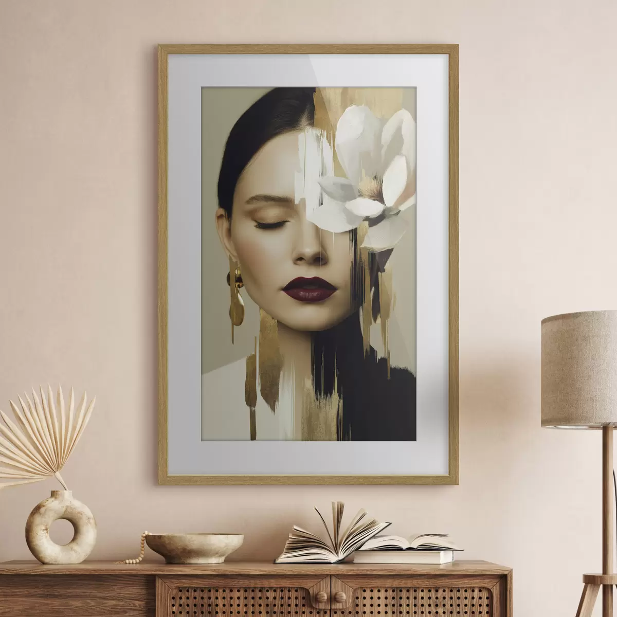 Poster Dívka s květinou ve vlasech f49933