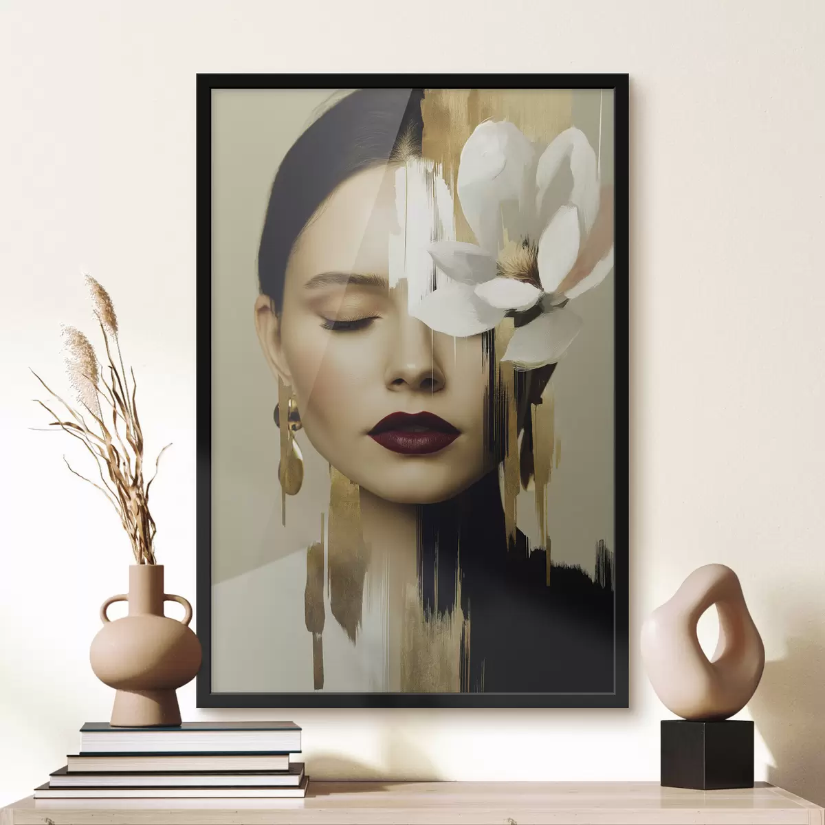Poster Dívka s květinou ve vlasech f49933